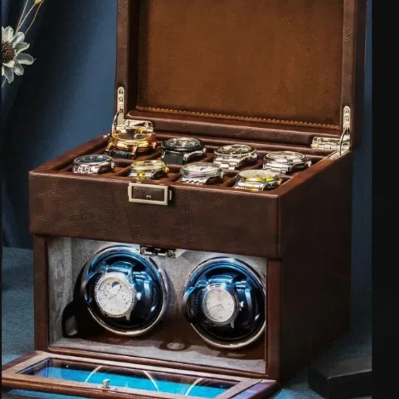 New Watch Winders for Mechanical Watches Automatic Rotator Holder Double Layer Black Cabinet Storage Box Display Box Quiet