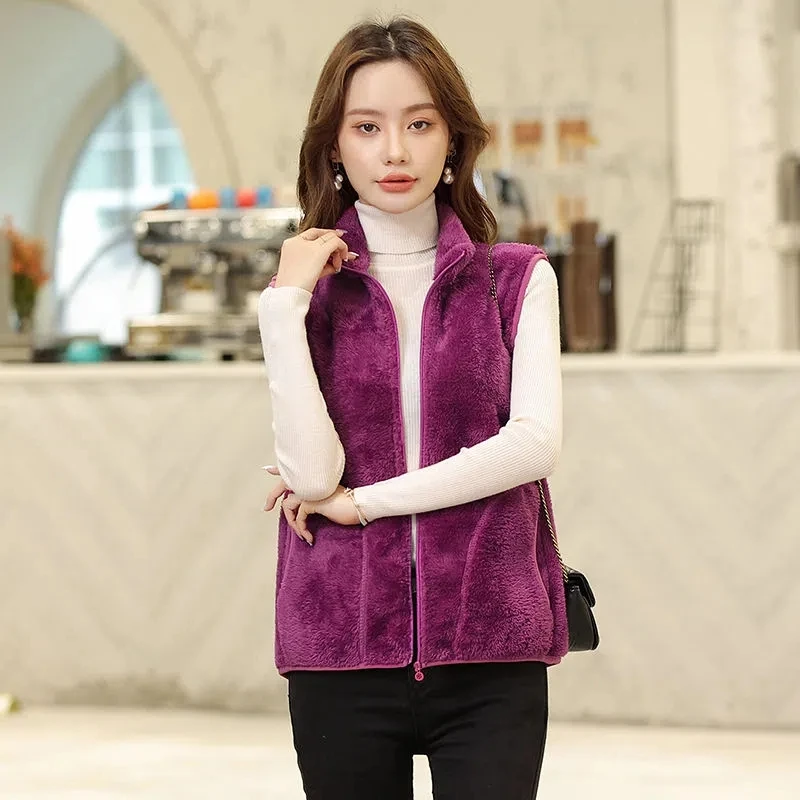 Chaleco Polar corto de doble cara para mujer, abrigo holgado para mantener  el calor, chaqueta de ocio Simple y salvaje, Otoño e Invierno - AliExpress