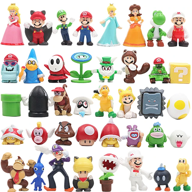 Figuras de acción de Super Mario Bros, 12 piezas/24 piezas/48 piezas,  Kawaii Bowser, Anime