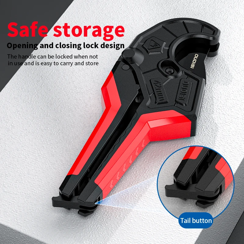 산업용 배관 파이프 커터 0-42mm 래칫형 자동 잠금 튜브 고경도 수동 절단 공구 (PVC, PU, PP, PE, PPR, PEX 용)