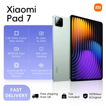 Xiaomi Pad 7 8+256GB WIFI Global Version 3.2K 144Hz 11.2 inch Tablet Snapdragon 7+ Gen3 Hyper OS Crystal-clear 8850mAh 45W IP68