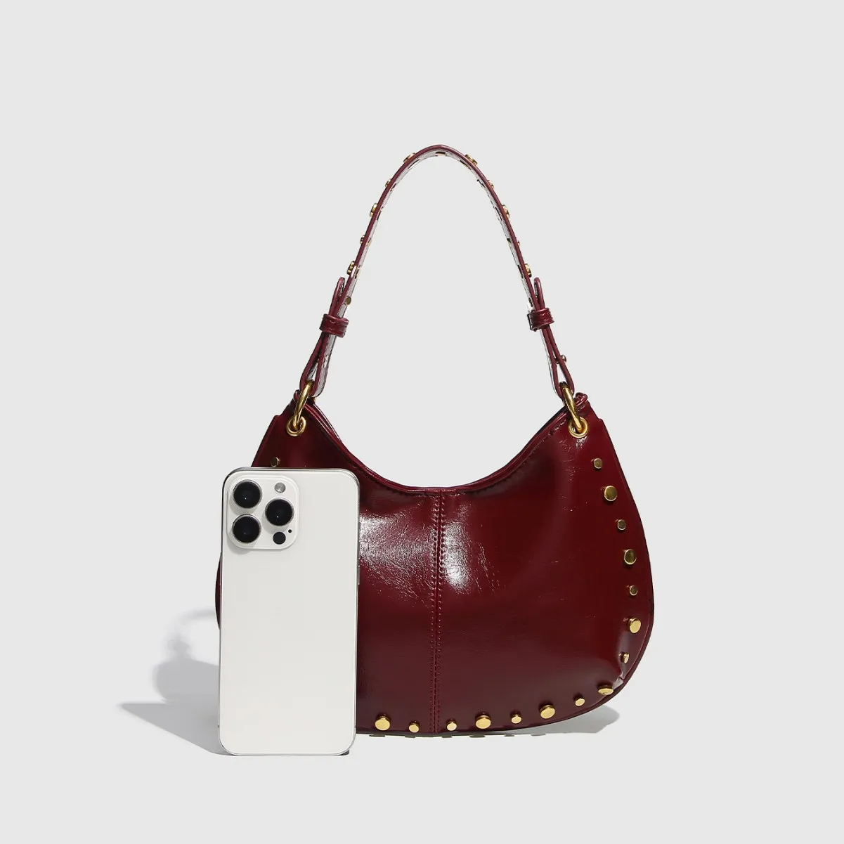 Fashion Shoulder Bag Rivets Studded Women Casual PU Leather Handbags Tote Bolsas Female Crossbody Hand Bag Purse