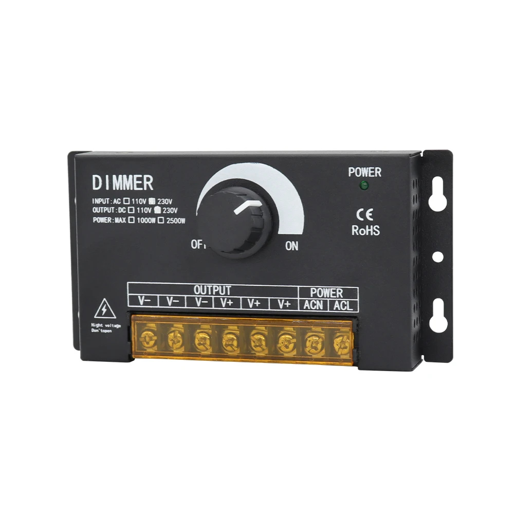 

AC 220V Dimmer for LED Strip Light Max 2500W High Power RF Remote Controller Dimming Knob Stepless Regulator Swtich 0~100%