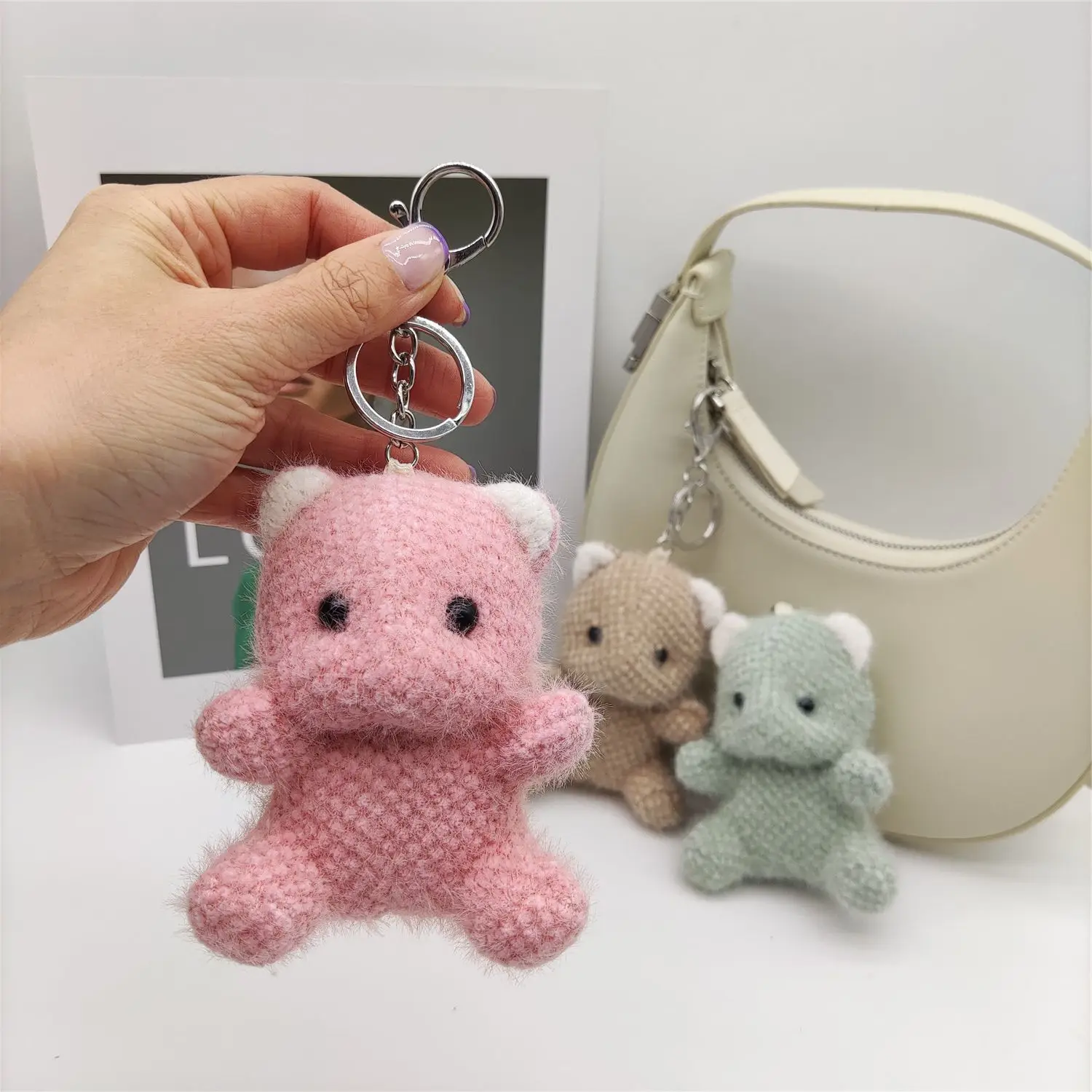 

Plush Keychain Bear Cute Charms Doll Pendant Keyring Alloy Cartoon School Bag Pendant Accessories Stuffed Toy Key Chain Gift