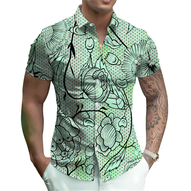 Camisas nuevas de verano 2024 para hombre, blusas cómodas y ajustadas, camisas de manga corta con estampado 3D de lujo, camisas florales de moda urbana, ropa para mujer