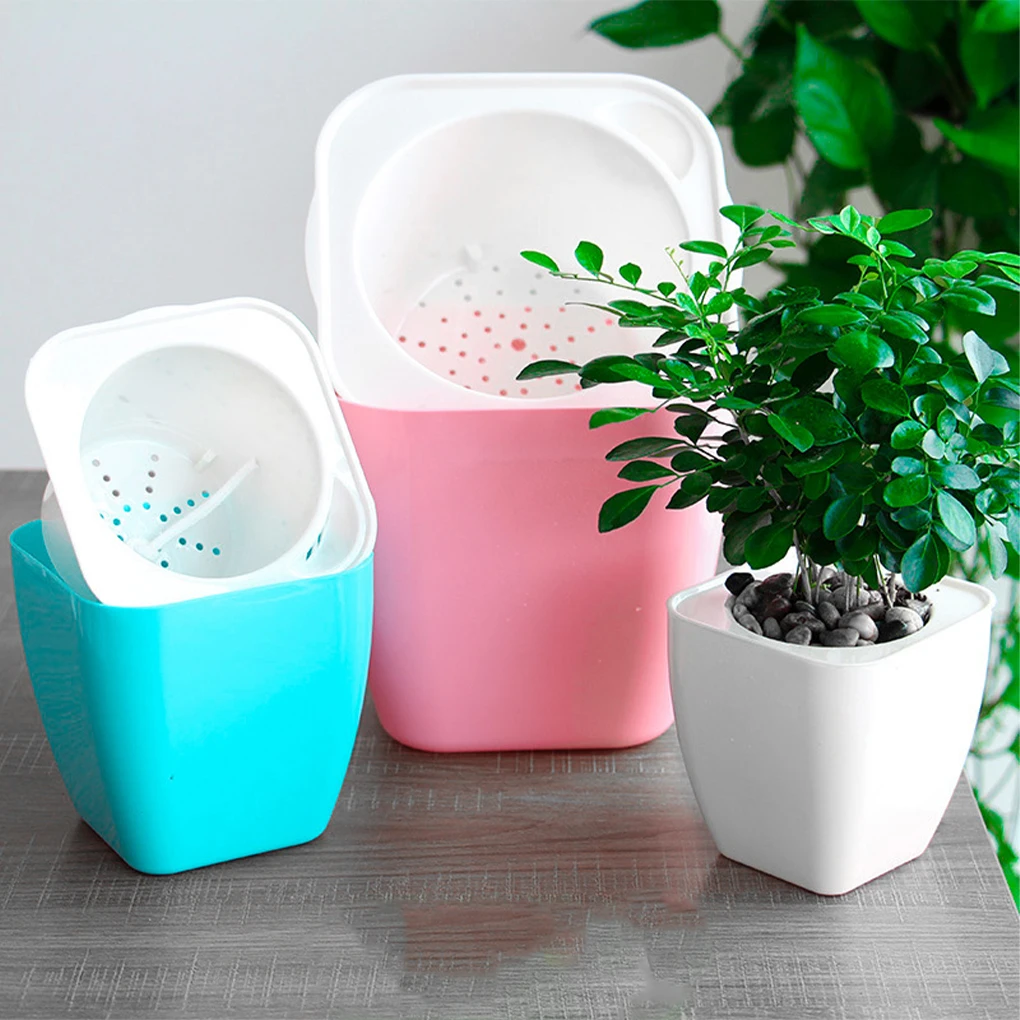 

Цветочный горшок с автоматическим поливом разных цветов, выбирайте разные Яркие Варианты, отличный квадратный белый G105