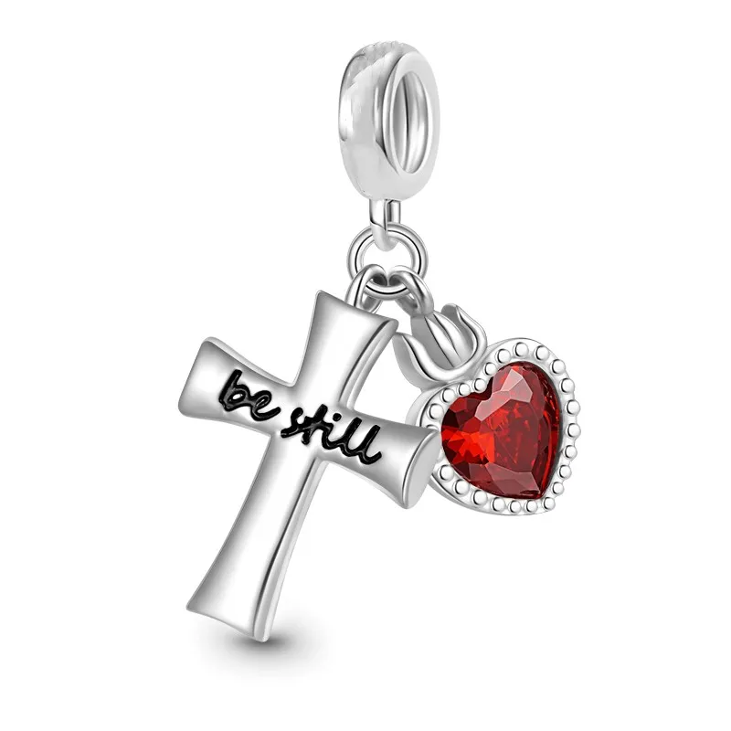 2024 New 925 Silver Jesus Cross The Holy Bible Pendant Charms Beads Fit DIY Original 3mm-5mm Bracelet By Women Gift 5