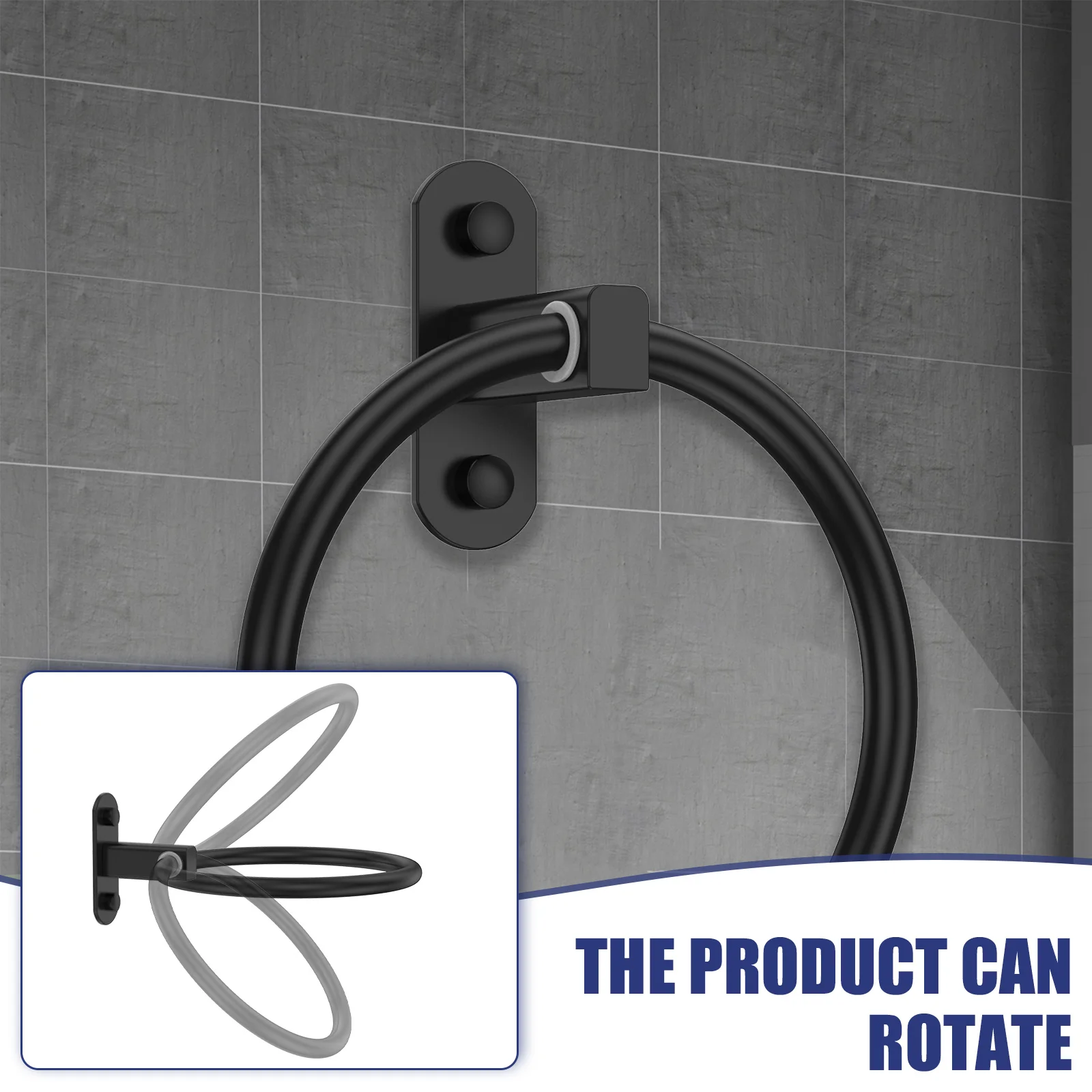 4 Pcs Aluminum Towel Ring Wall Mounted Bathroom Towel Hanger with Fixing Kit 180° Rotatable Rustproof Towel Holder for Kitchen