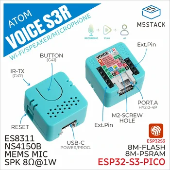 Kit di Sviluppo Ufficiale M5Stack ATOM VoiceS3R per Assistente Domestico, Controllo Vocale Programmabile, Controller per Interazione IoT