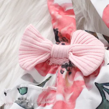 Newborn Baby Girl Clothes Set Summer Flroal Short Sleeve Romper Flower Headband 3pcs Outfit Infant Clothing Toddler Overalls Set 5