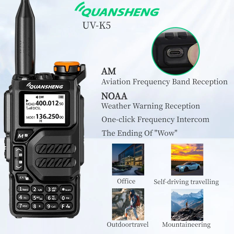 Quansheng Uv-K5 Radio Bidirezionale Trasmissione Radio Portatile Ricezione Interfono A Segmenti Incrociati Am/Fm Air Segment Ham Walkie Talkie