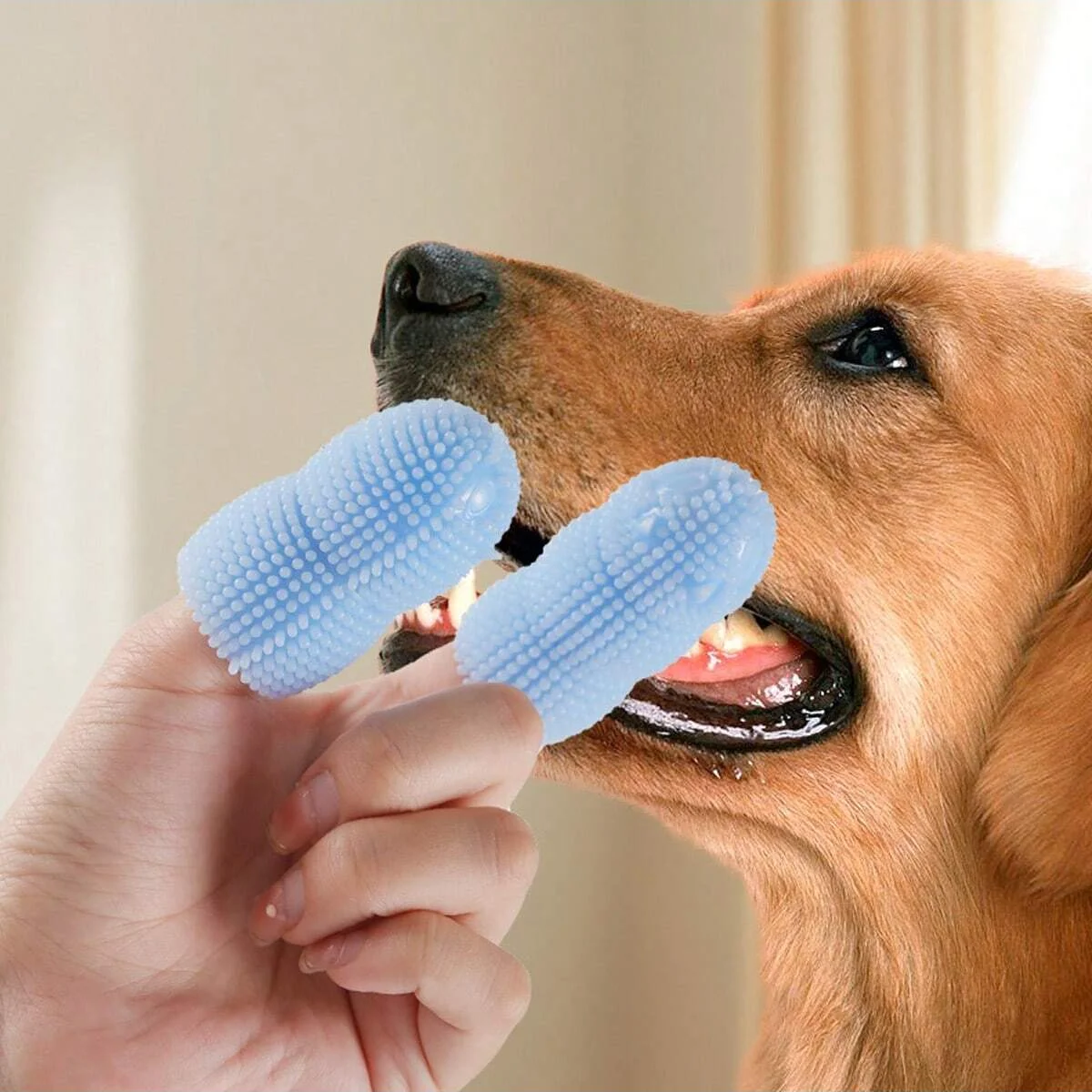 Pet Double Finger Toothbrush Clean Teeth and Gums