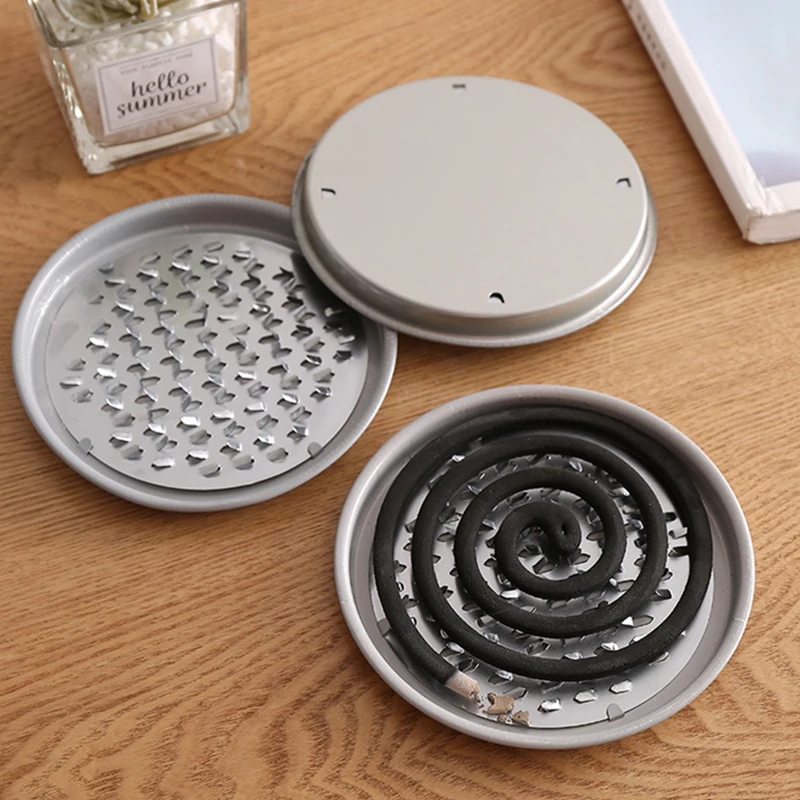 

Mosquito Coil Tray Portable Mosquito Coils Holder Large Hotel Metal Repellent Rack with Cover Summer Anti-mosquito Home Supplie