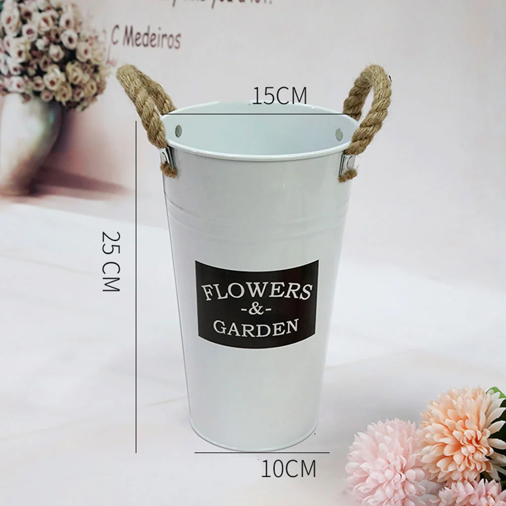 2 Pcs Simulation Disposable Cup Mini Bucket Rope Tote Handle Tin Flower Vase Arty Flower Container Desktop Flowerpot Home A 3