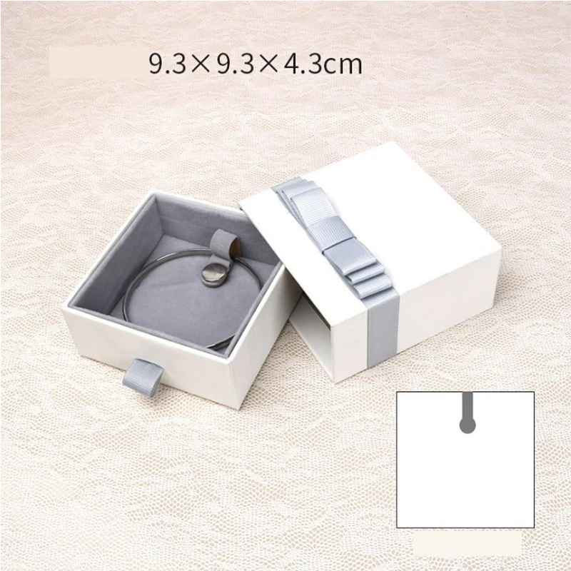 24pcs Jewelry Ring Earrings Necklace Organizer Box with Gray Bowknot Wedding Traval Business Portable Drawer Boxes