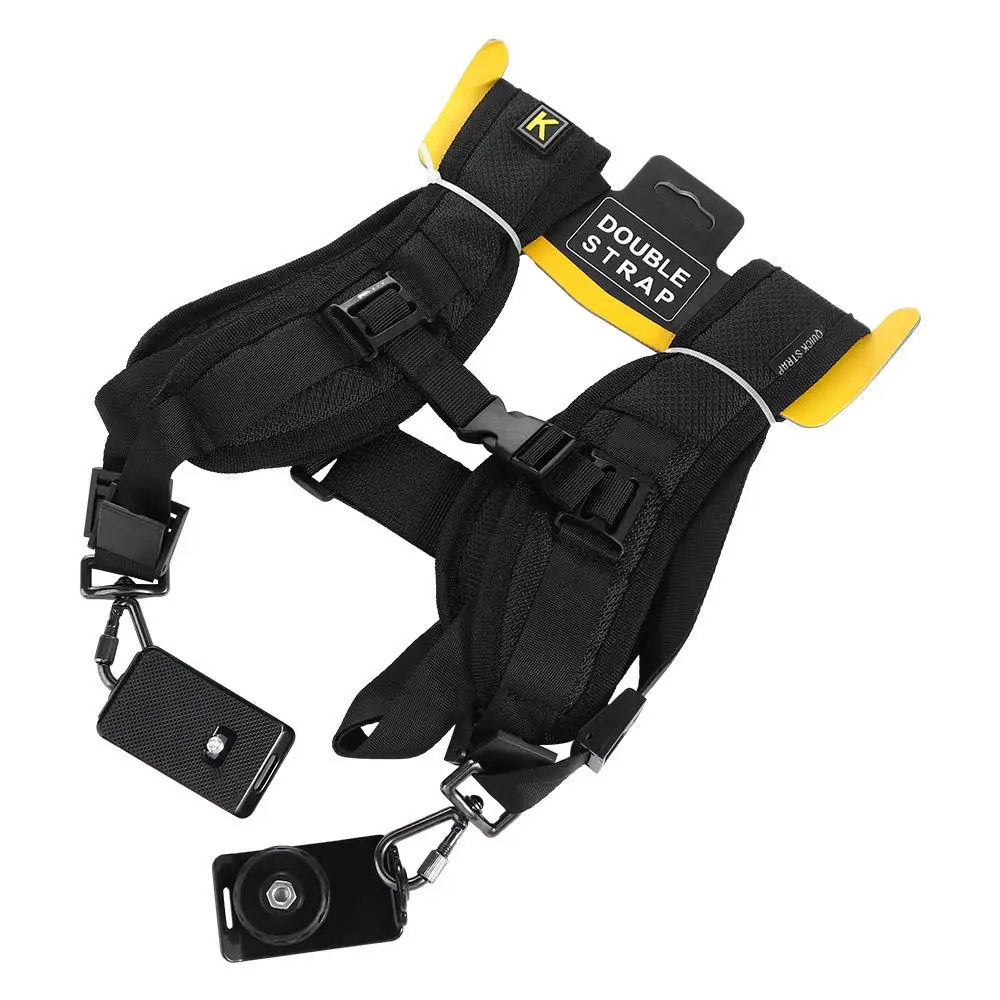 Dual Camera Black Adjustable Strap for Photographic Equipment