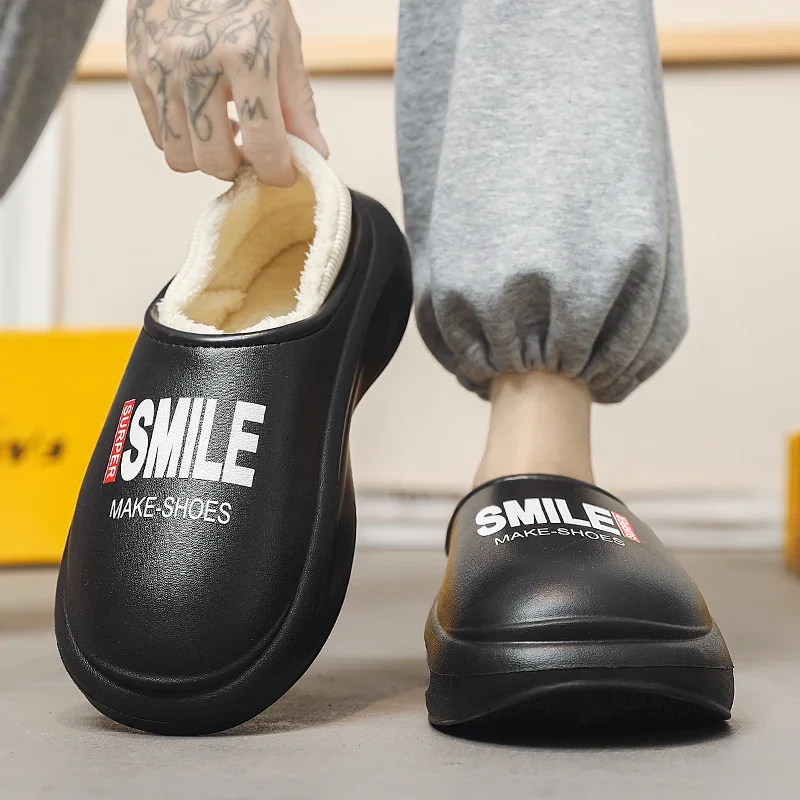 

Новые зимние хлопковые тапочки для женщин, теплые и бархатные уличные Повседневные базовые модные утолщенные хлопковые тапочки большого размера с принтом