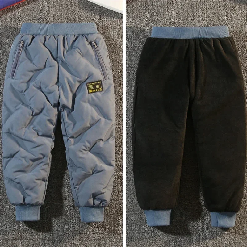 Kids Pants Winter Fleece Thick 2-12Y Child Solid Warm Casual Sports for Boys Girls