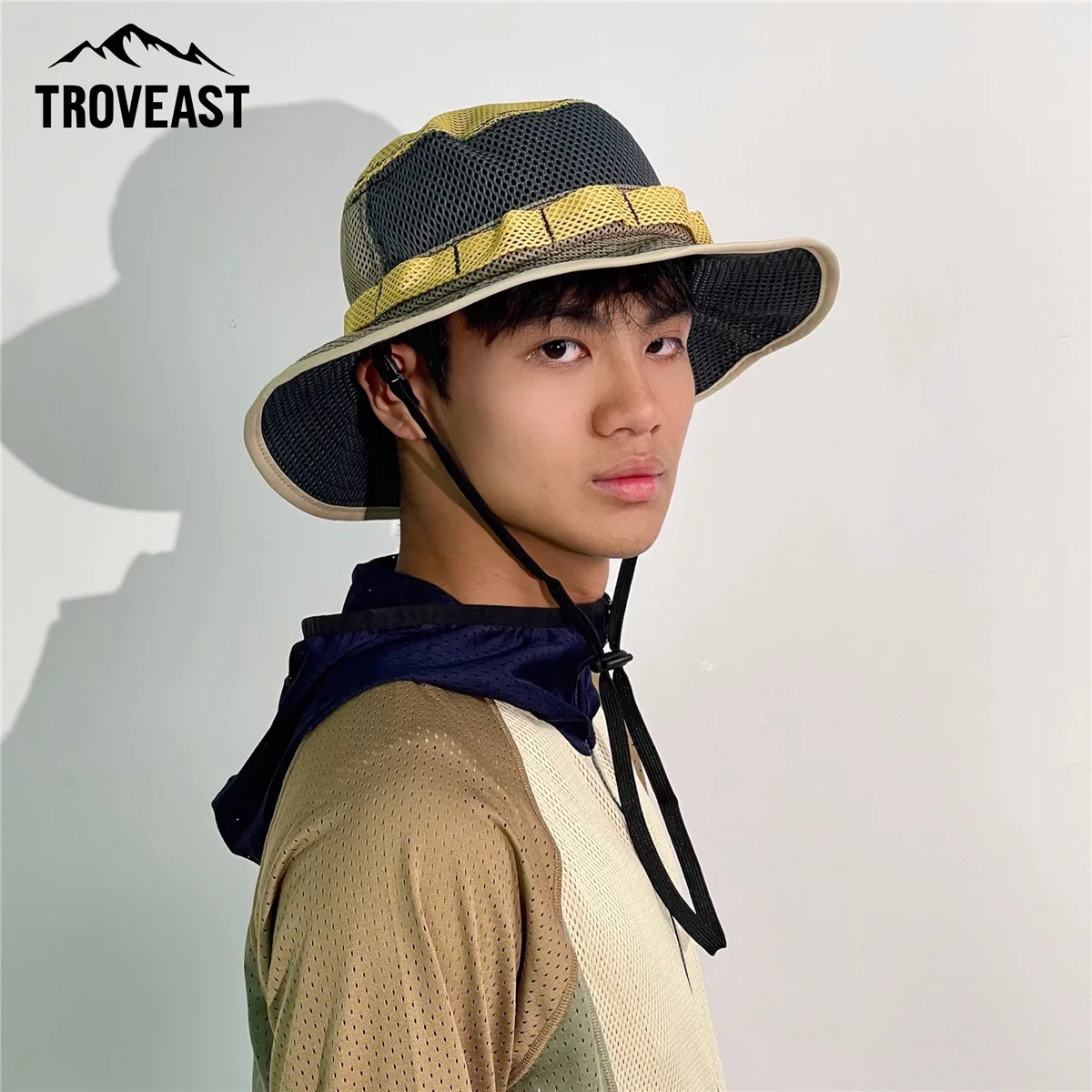 Summer Sports Breathable Mesh Color Blocking Fisherman's Hat Beach Hiking Mountaineering Hat Outdoor Sun Protection Camping