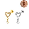 1PC ASTM F136 G23 Titanium CZ Heart Stud Earring Internally Threaded Piercing Labret Stud Tragus 16G Piercing Jewelry Wholesale 6