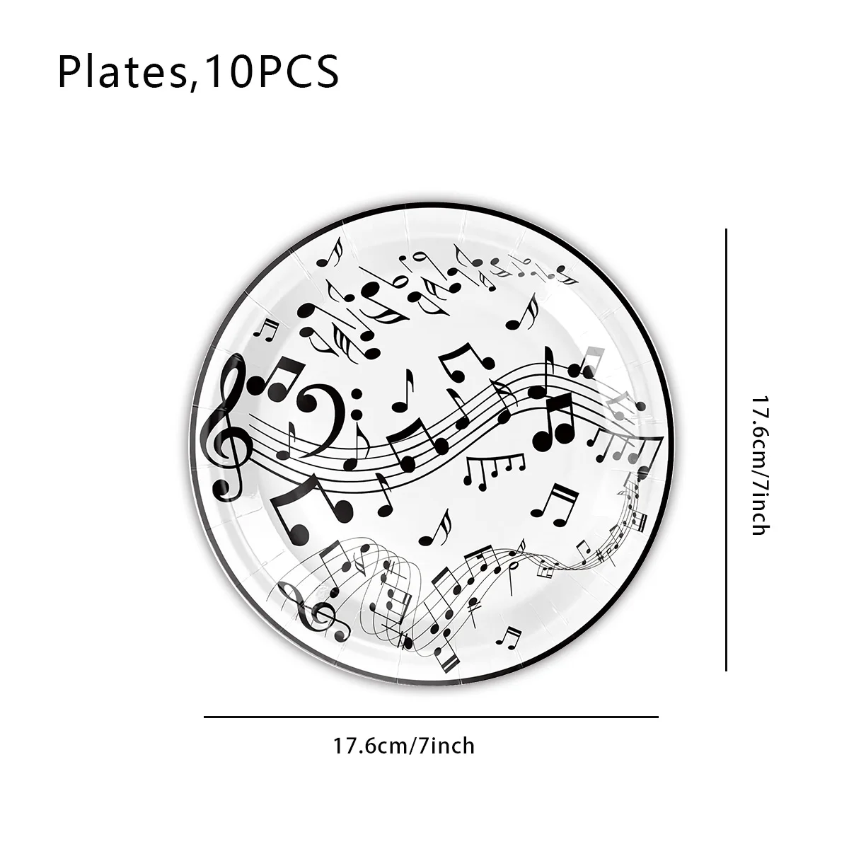 Music-Themed Party Supplies: Black Musical Note Disposable Tableware Set