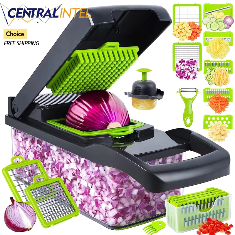 Vegetable Chopper Veggie Chopp 14/16in1 Food Chopper Kitchen Gadgets Slicer Dicer Cutter Carrot Garlic with Container vegetable slicer,vegetable cutter
