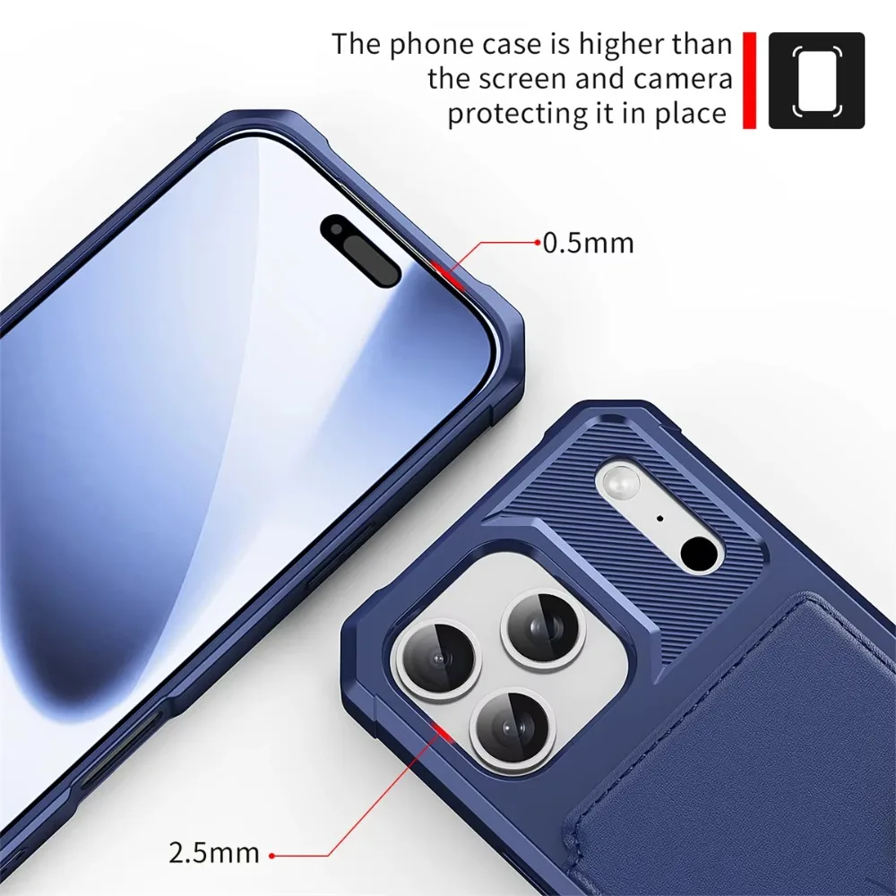 Universal Wallet Phone Case with Card Holder and Hybrid Rubber Bumper Design