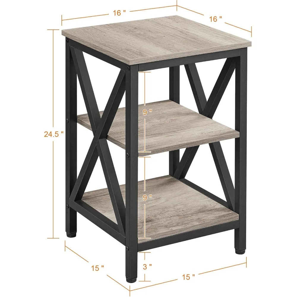 4-Piece Living Room Furniture Sets 2Pcs 3 Tier Sofa Side End Table 41.5 Inch Lift Top Coffee Table 60 Inch TV Stand Gray