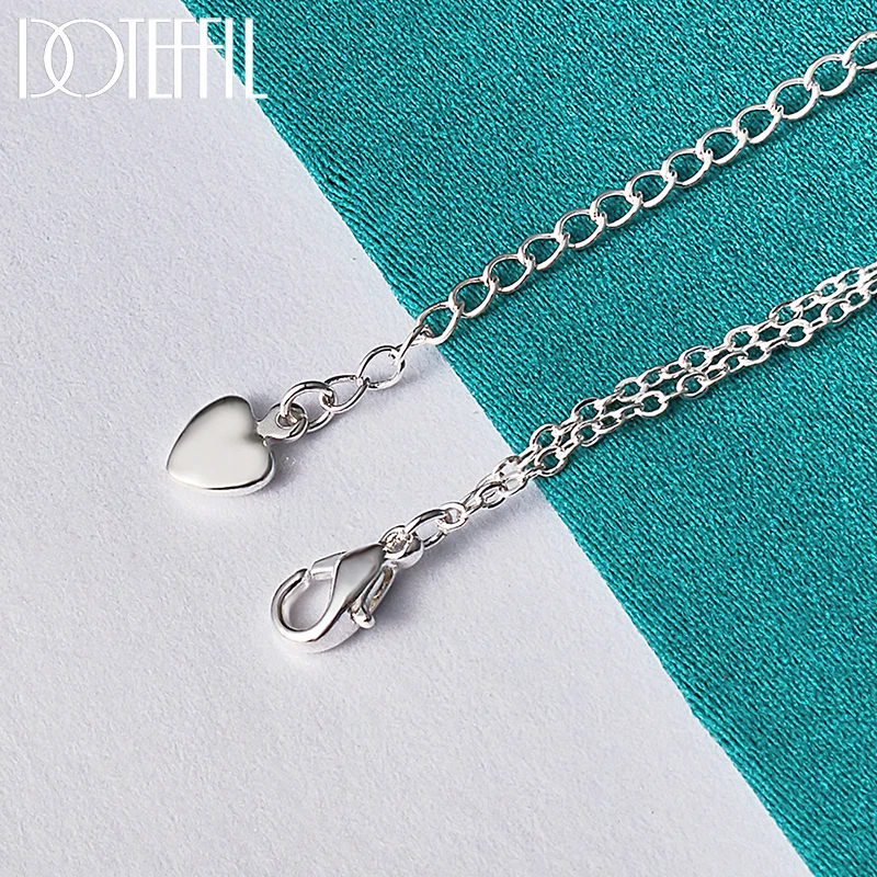 DOTEFFIL 925 Sterling Silver Butterfly Heart Bead Chain Bracelet For Woman Charm Wedding Engagement Fashion Party Jewelry