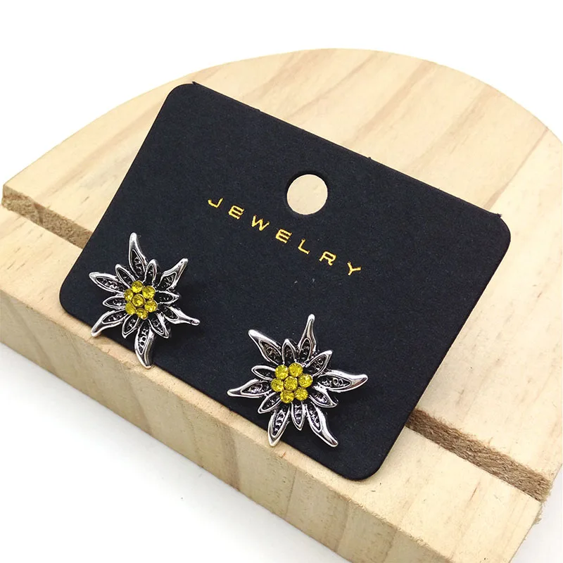 새로운 독일 전통 옥토버 페스트 에델바이스 스터드 귀걸이 여성 쥬얼리에 대한 간단한 패션 빈티지 럭키 라인 석 귀걸이