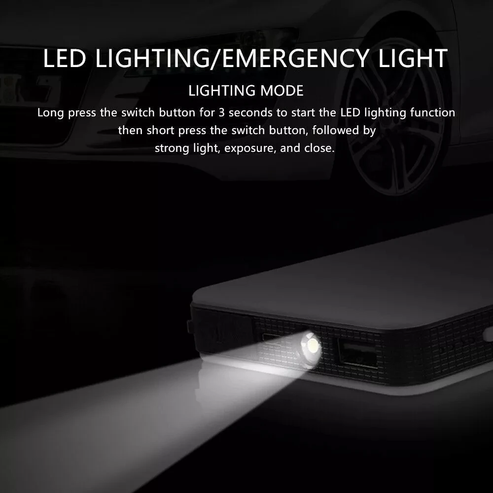 1200A Car jump starter for Auto Power Bank Booster 12V Starting Device Petrol Car Jump Starter for long road trips