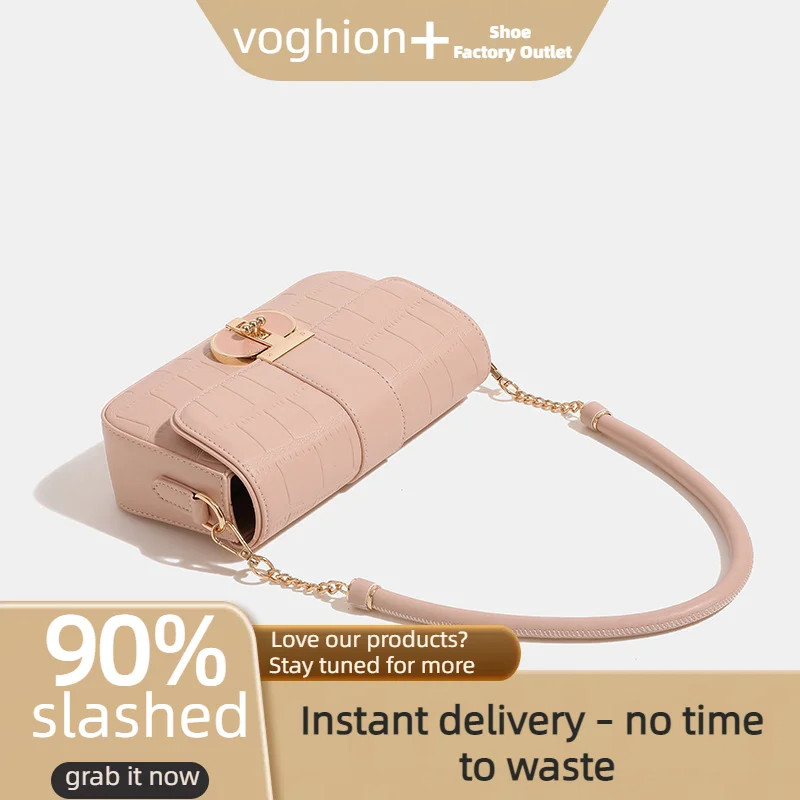 Bolso bandolera pequeño de mujer de color rosa de primera calidad con diseño francés de oolong de melocotón, primavera/verano 2024_voghion.com