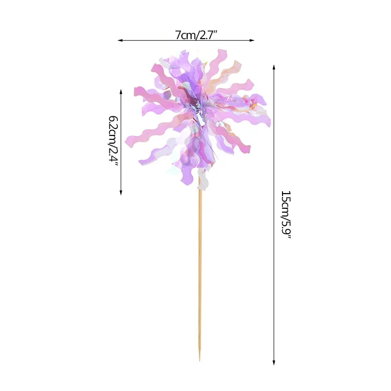 20pcs Foil Firework Cupcake Toppers Sparkle Tinsel Cake Decoration Cocktail Picks for Birthday Wedding Graduation Party Supplies