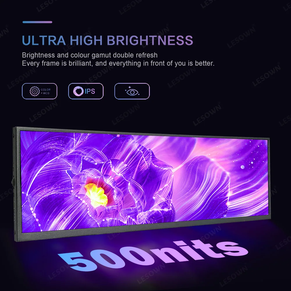 LESOWN PC ̽ DIY Ʈ ǻ ӿ  , 120Hz 12.7 ġ  LCD ũ HDMI ÷ 100%, sRGB 2880x864 IPS