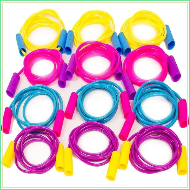12 Pack Jump Ropes, 7ft Durable Skipping Ropes with Non-Slip Handles, Fun Outdoor Activity, Assorted Vibrant Colors