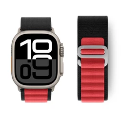 Premium Alpine Loop Strap for Apple Watch - Durable and Stylish Correa Bracelet (Black Red)