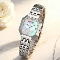 CURREN Elegance Dress Women's Watch with Rectangle Dial Silvery Stainless Steel Bracelet Vintage Minimalist Quartz Wristwatch