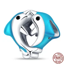 

HOT SALE 925 Sterling Silver Little Dolphin Beads Charm Exquisite Jewelry Suitable For Pandora Original Bracelet Necklace