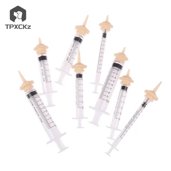 1ml/3ml/5ml/10ml Pet Feeding Nipple For Puppy Dog Cat Hamster Feeding Medicine Feeding Oral Syringe With Silicone Nipple Feeder 1