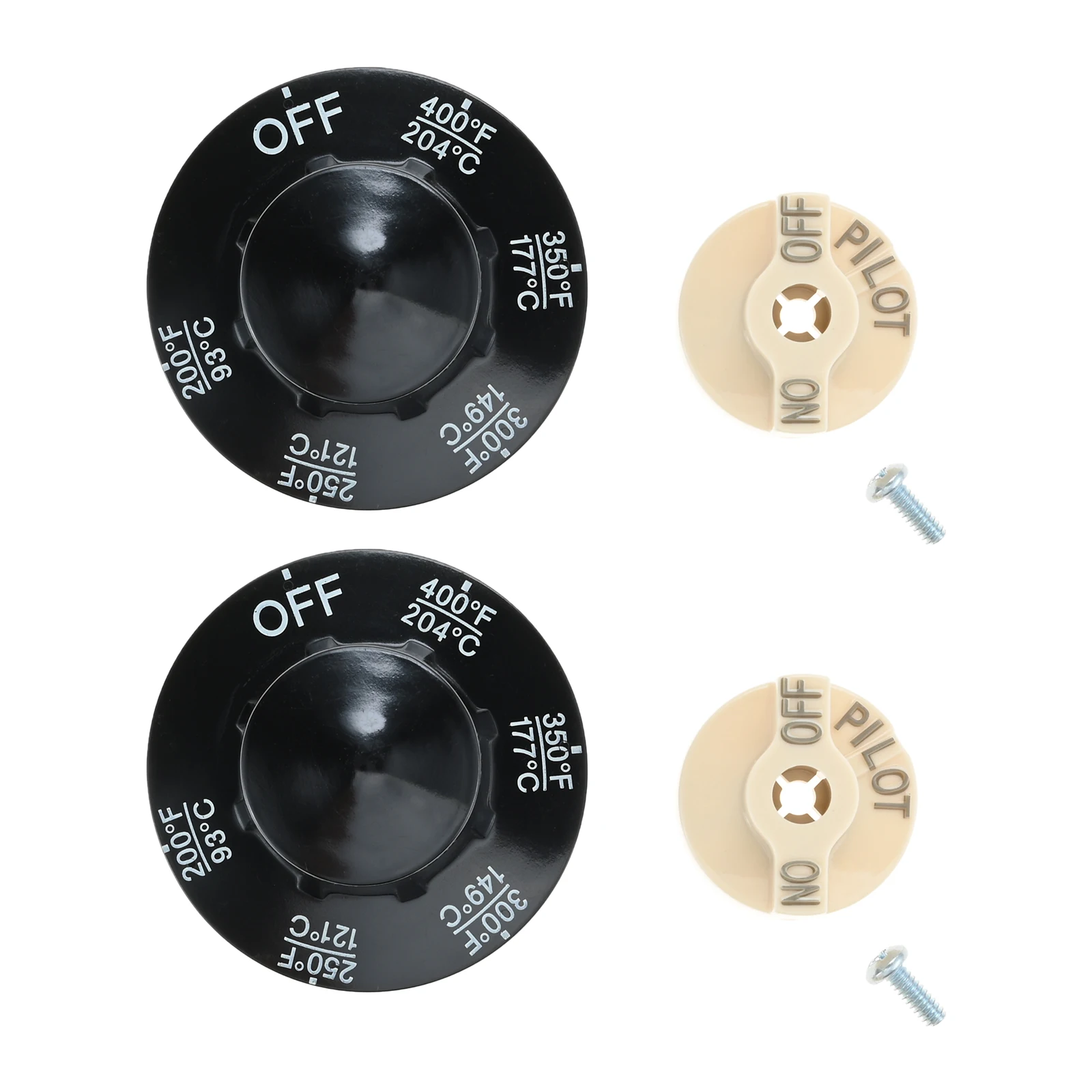 4Pcs/set Control Valve Beige Pilot Dial Knob with 200-400&deg;F Thermostat Knob Kit for Fryers, Range, Braising