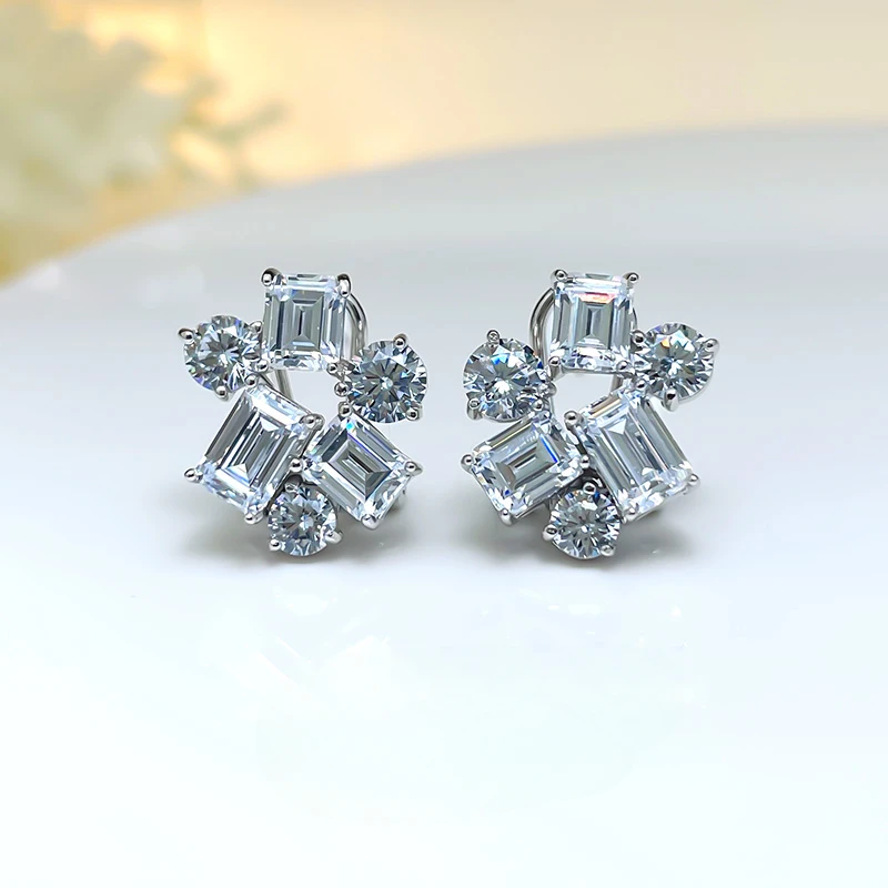 

Модные высокие серьги Seiko с зелеными бриллиантами, серебро 925 пробы с инкрустированными бриллиантами с высоким содержанием углерода, оптовая продажа