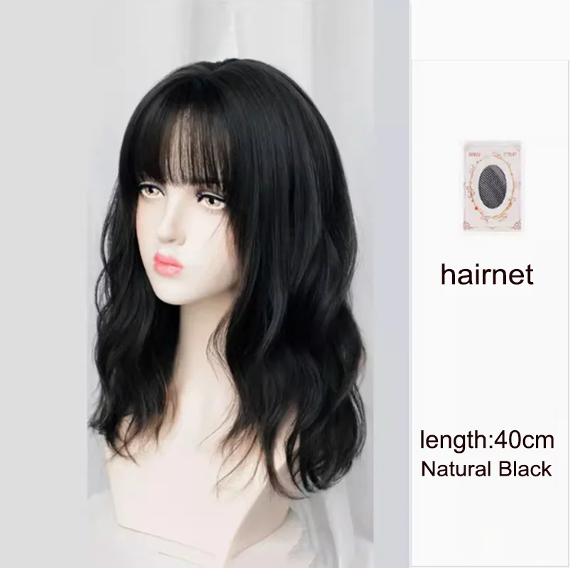 DOLLARUP Popular Cold Brown Ash Long Deep Wave Hair Lolita Wigs With Bangs Synthetic Wig For Women Fashion Thick Curls Wigs Girl