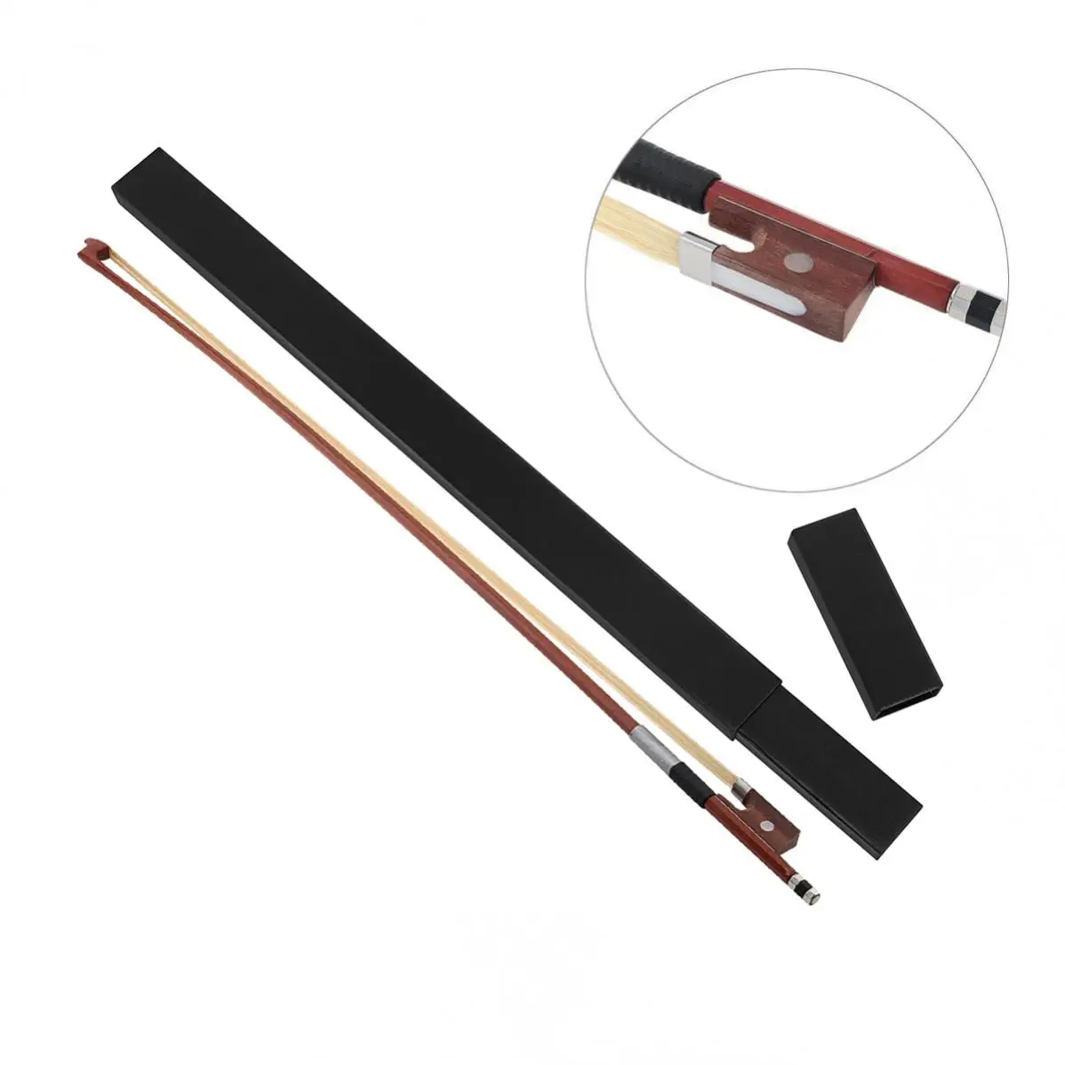 Brazilwood White Horsehair 4/4 Violin Bow with Accessories, Rosewood Frog Fiddle Bow Gift Violin Accessories