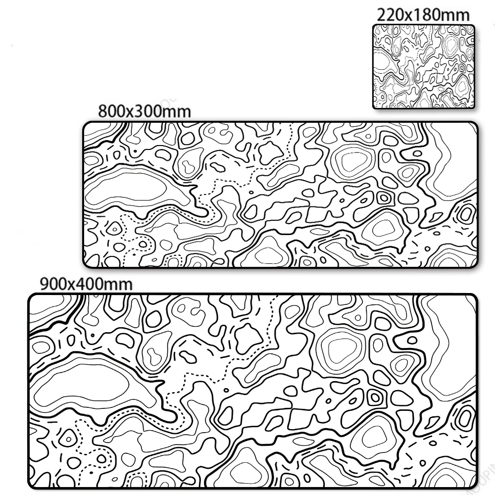 Tapis de bureau avec carte topographique, accessoires de jeu, grand tapis  de souris, clavier de joueur, tapis de rembourrage pour ordinateur,  polymère de souris mignon, PC, média
