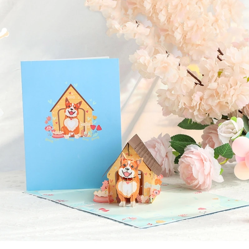 Elegant 3D Popup Pet Themed Greeting Card Birthday Wedding Anniversary Card