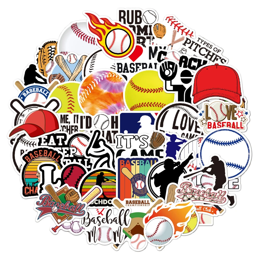 

50PCS Softball Stickers Cool Basball Sport Vinyl Waterproof Decals Stickers For Macbook Air Pro/HP To Diy Skateboard Laptop Cars