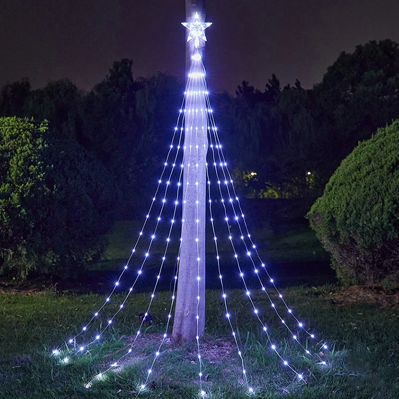 2025 Christmas Lights LED Outdoor Solar 198 288LED 8 Modes Waterproof Star Fairy Lights for Garden Wedding Decor