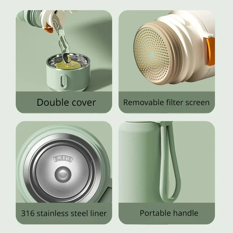 600ML Stainless Steel Thermal Water Bottle Keep Cold and Hot Thermo Cafe Coffee Mug Leakproof Travel Thermos Bottle for Tea