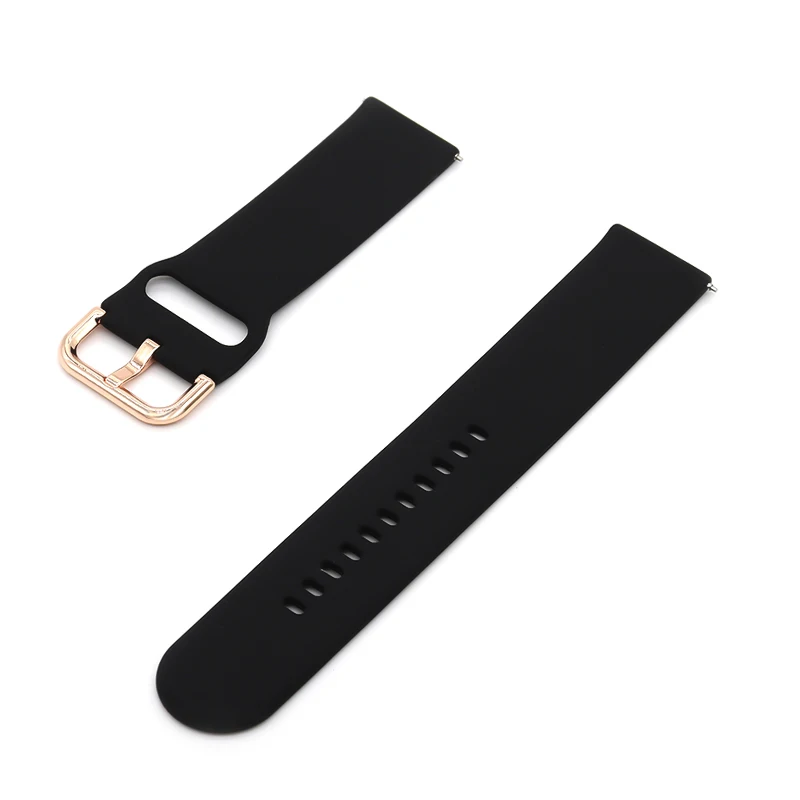 Rose Gold Buckle Silicone Wristband Strap, 20mm/22mm