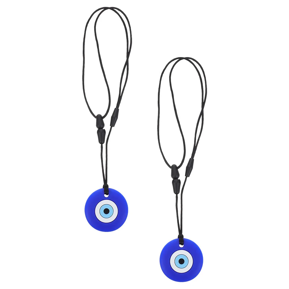 2 Pcs Eyes Teeth Chewer For Baby Boy Girl Portable Silicone Teether Toys Evil Eye Pendant Baby Care Teethers